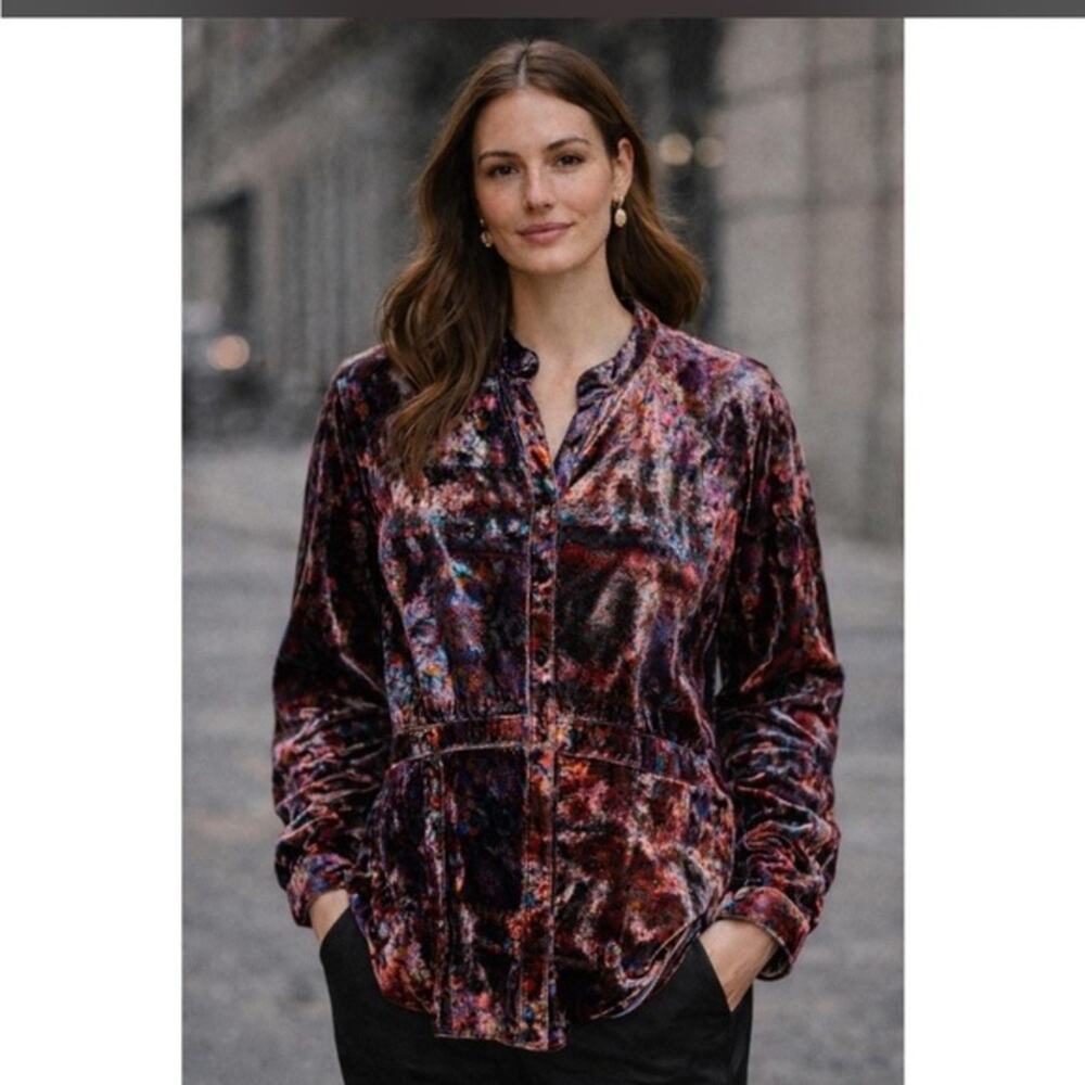 Natural Life boho velvet button down shirt XL